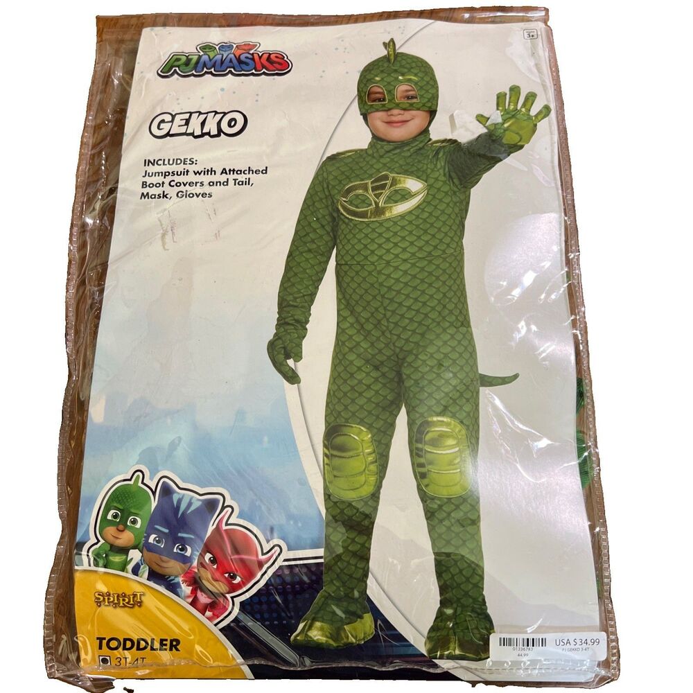 PJ Masks Gekko Boys size 3t-4t Official Costume Jumpsuit Halloween